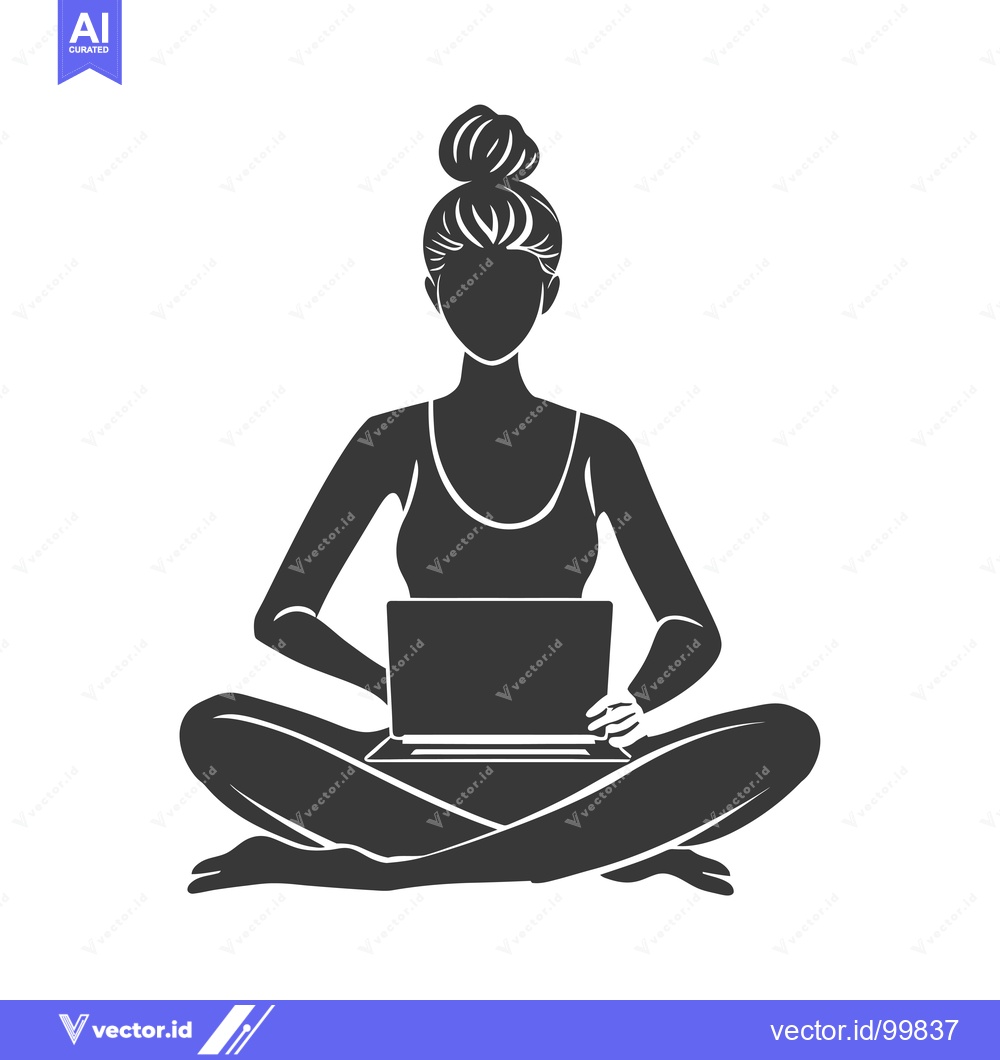 Premium Vector of Silhouette of a Woman Sitting with a Laptop