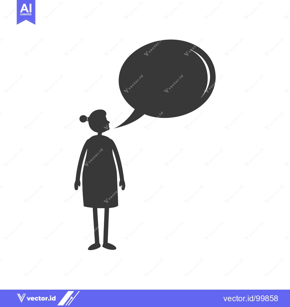 Premium Vector dari Silhouette of a Woman Speaking with a Speech Bubble