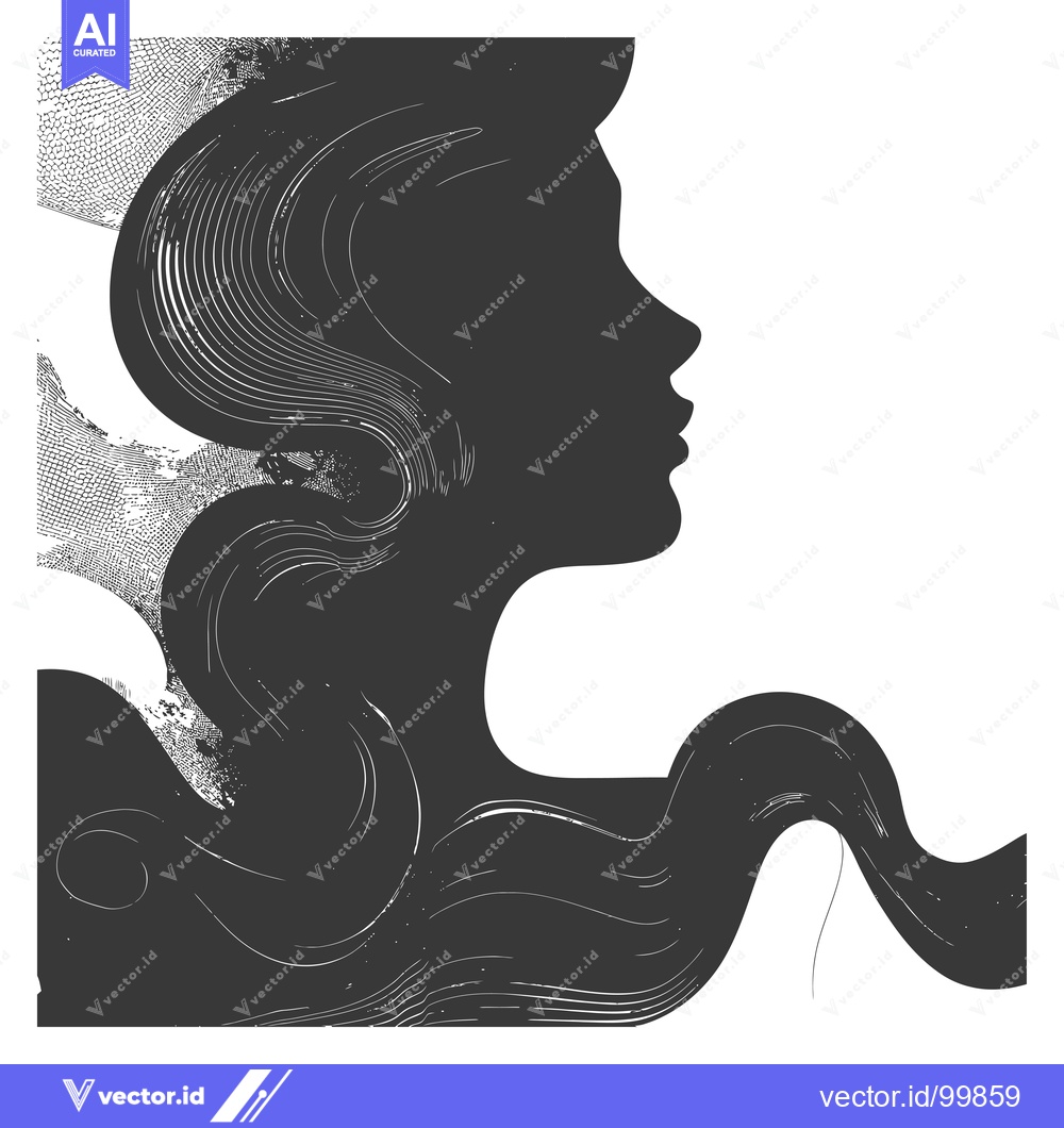 Premium Vector of Silhouette of a Woman's Profile with Long, Wavy Hair