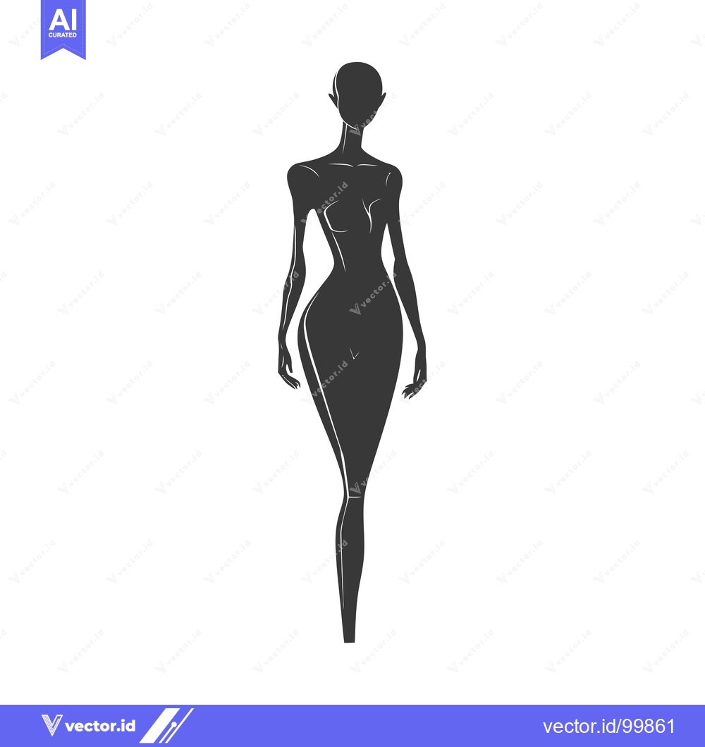 Premium Vector of Silhouette of a Woman Standing with Arms at Her Sides