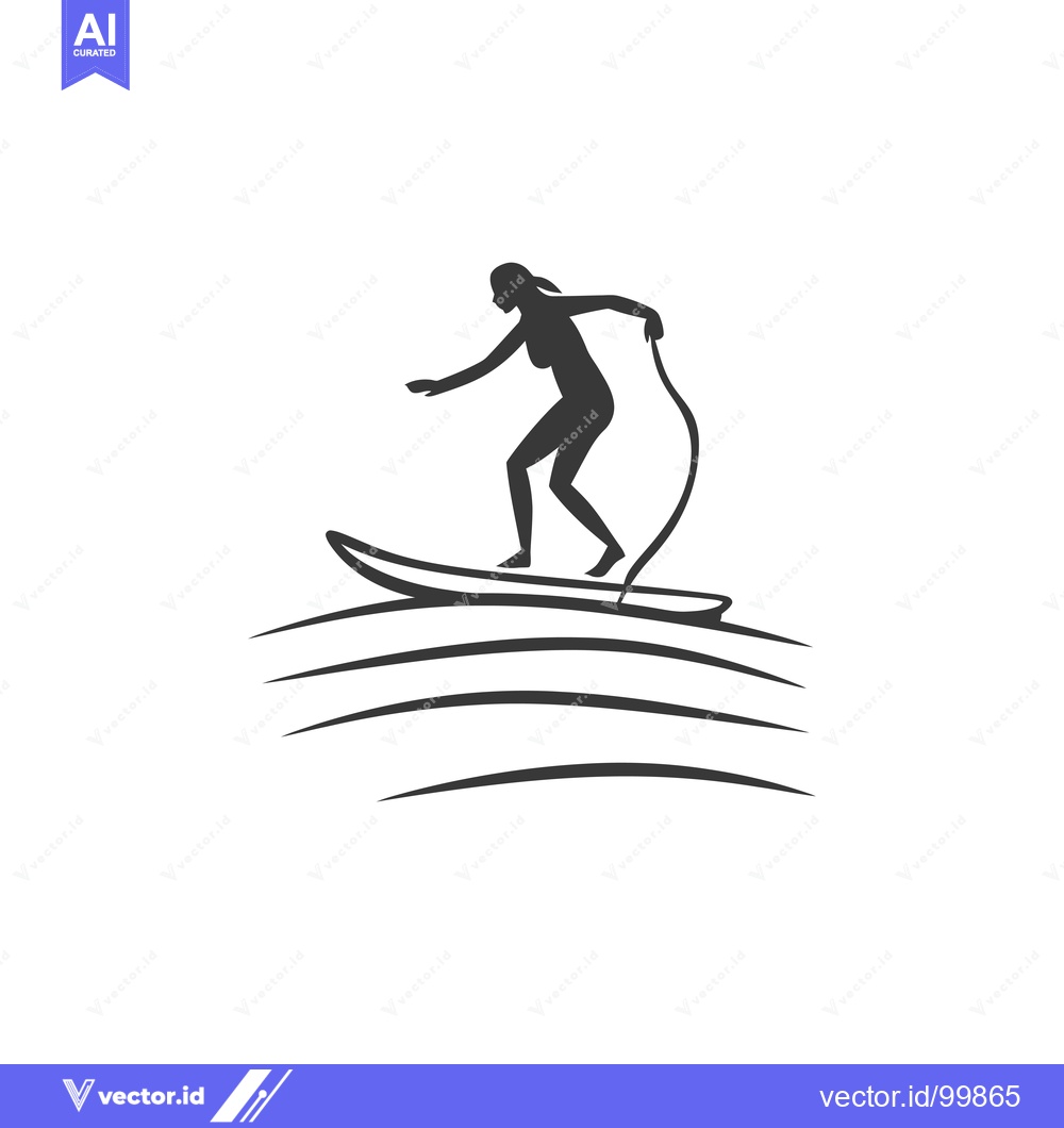 Premium Vector dari Silhouette of a woman surfing on a wave