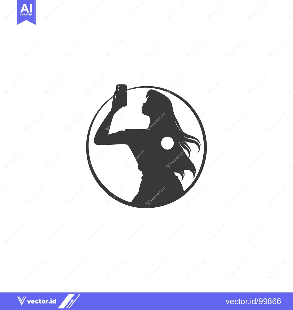 Premium Vector of Silhouette of a Woman Taking a Selfie