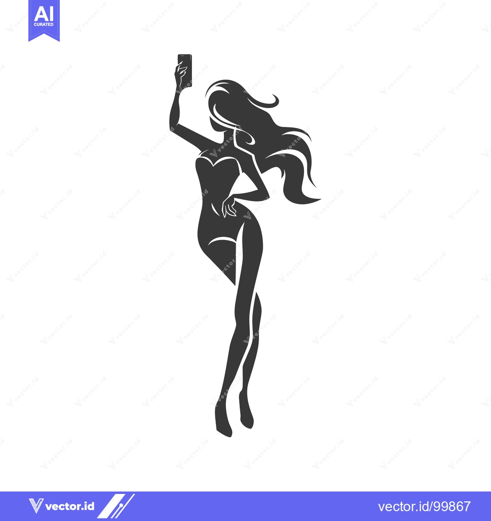 Premium Vector dari Silhouette of a Woman Taking a Selfie