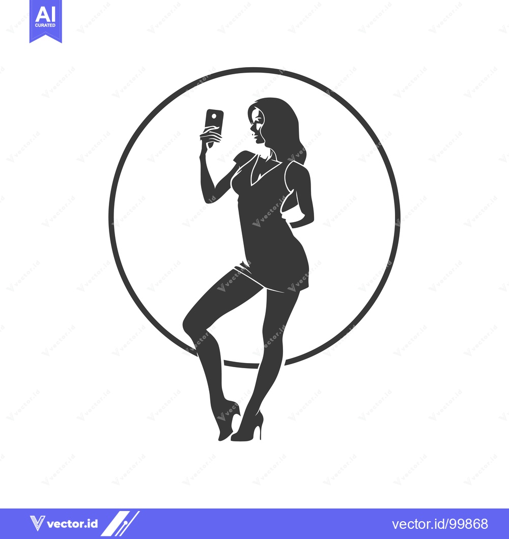 Premium Vector dari Silhouette of a woman taking a selfie in a dress and high heels