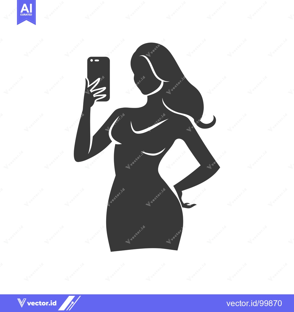 Premium Vector dari Silhouette of a Woman Taking a Selfie with a Smartphone