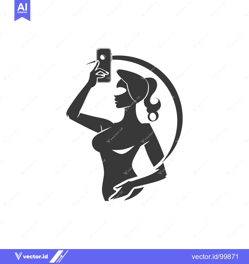 Premium Vector dari Silhouette of a Woman Taking a Selfie with a Smartphone