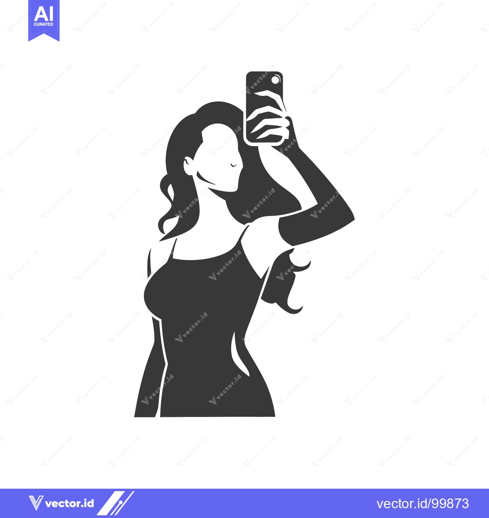 Premium Vector of Silhouette of a Woman Taking a Selfie with a Smartphone