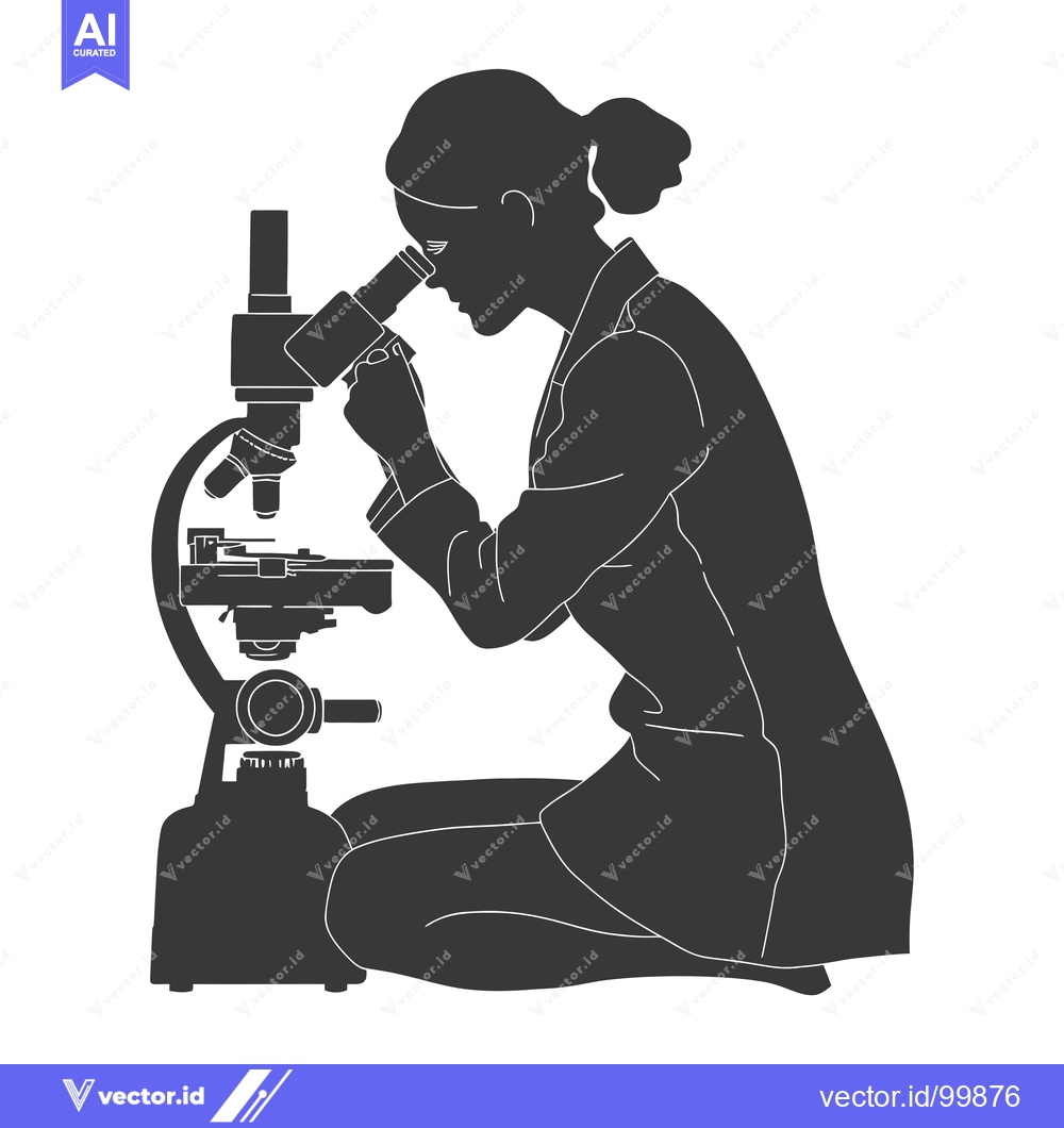 Premium Vector dari Silhouette of a Woman Using a Microscope