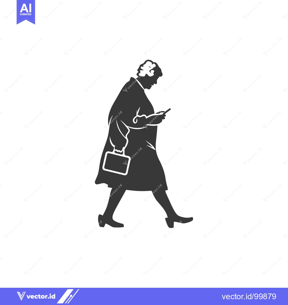 Premium Vector dari Silhouette of a Woman Walking and Using a Smartphone