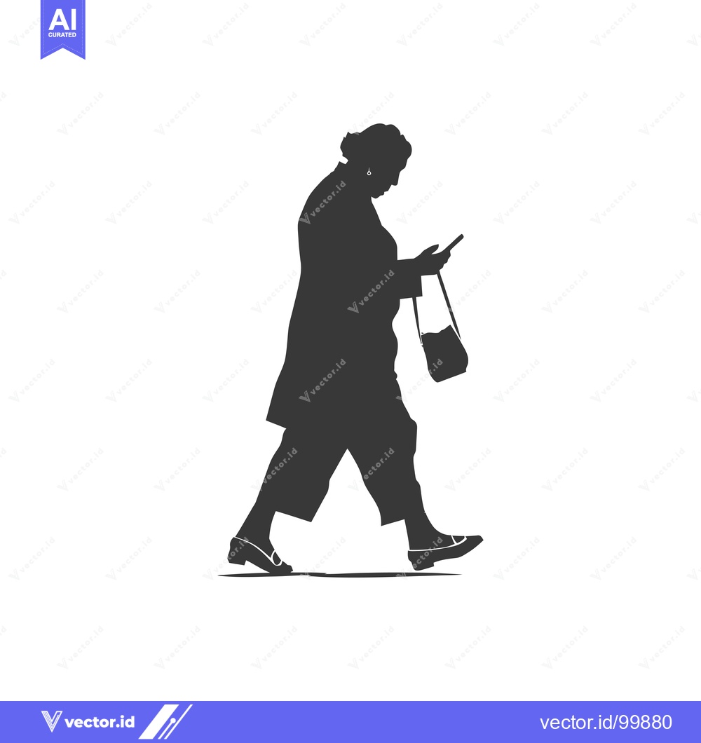 Premium Vector dari Silhouette of a Woman Walking and Using a Smartphone