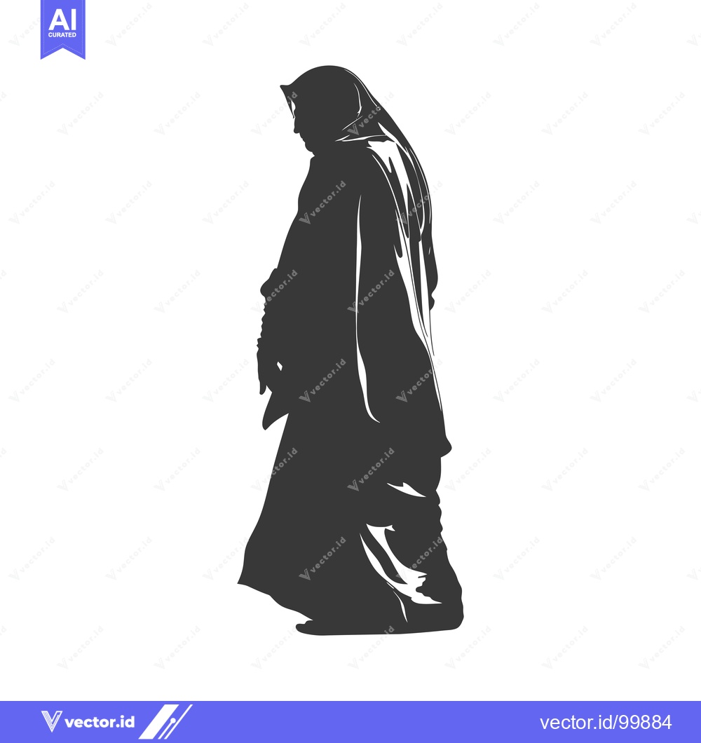 Premium Vector dari Silhouette of a Woman Walking in a Long Robe