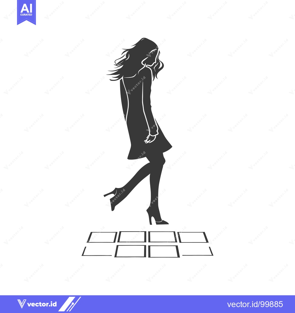 Premium Vector of Silhouette of a Woman Walking on a Grid Pattern
