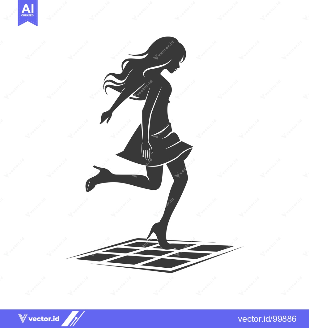 Premium Vector of Silhouette of a woman walking on a tiled surface