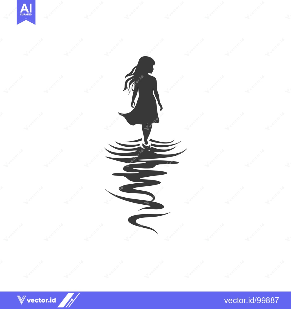 Premium Vector of Silhouette of a Woman Walking on Water