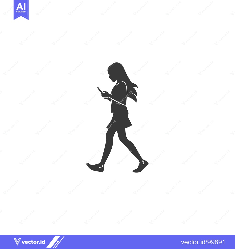 Premium Vector dari Silhouette of a woman walking while looking at her phone