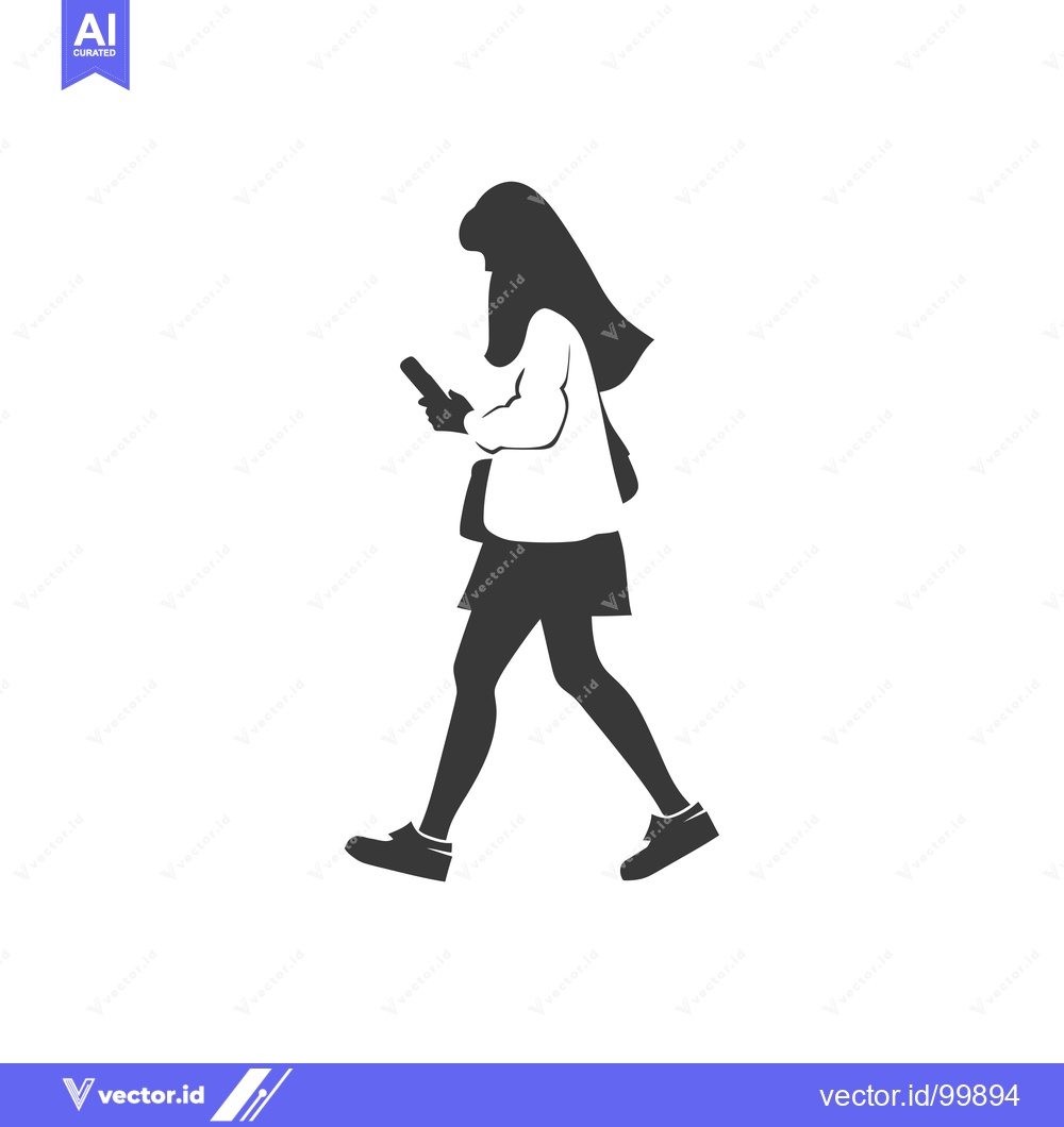 Premium Vector dari Silhouette of a Woman Walking While Using a Smartphone