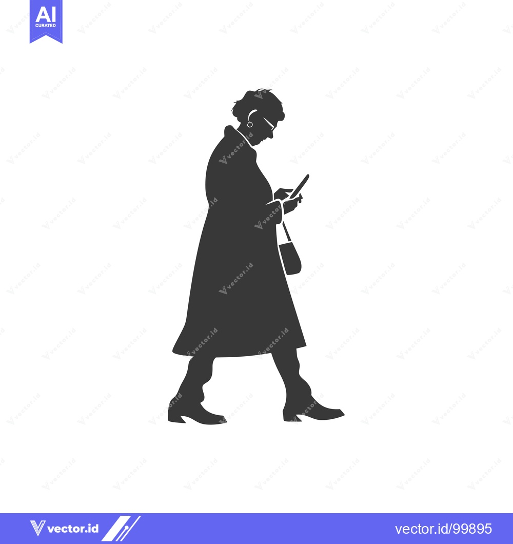 Premium Vector of Silhouette of a woman walking while using her phone