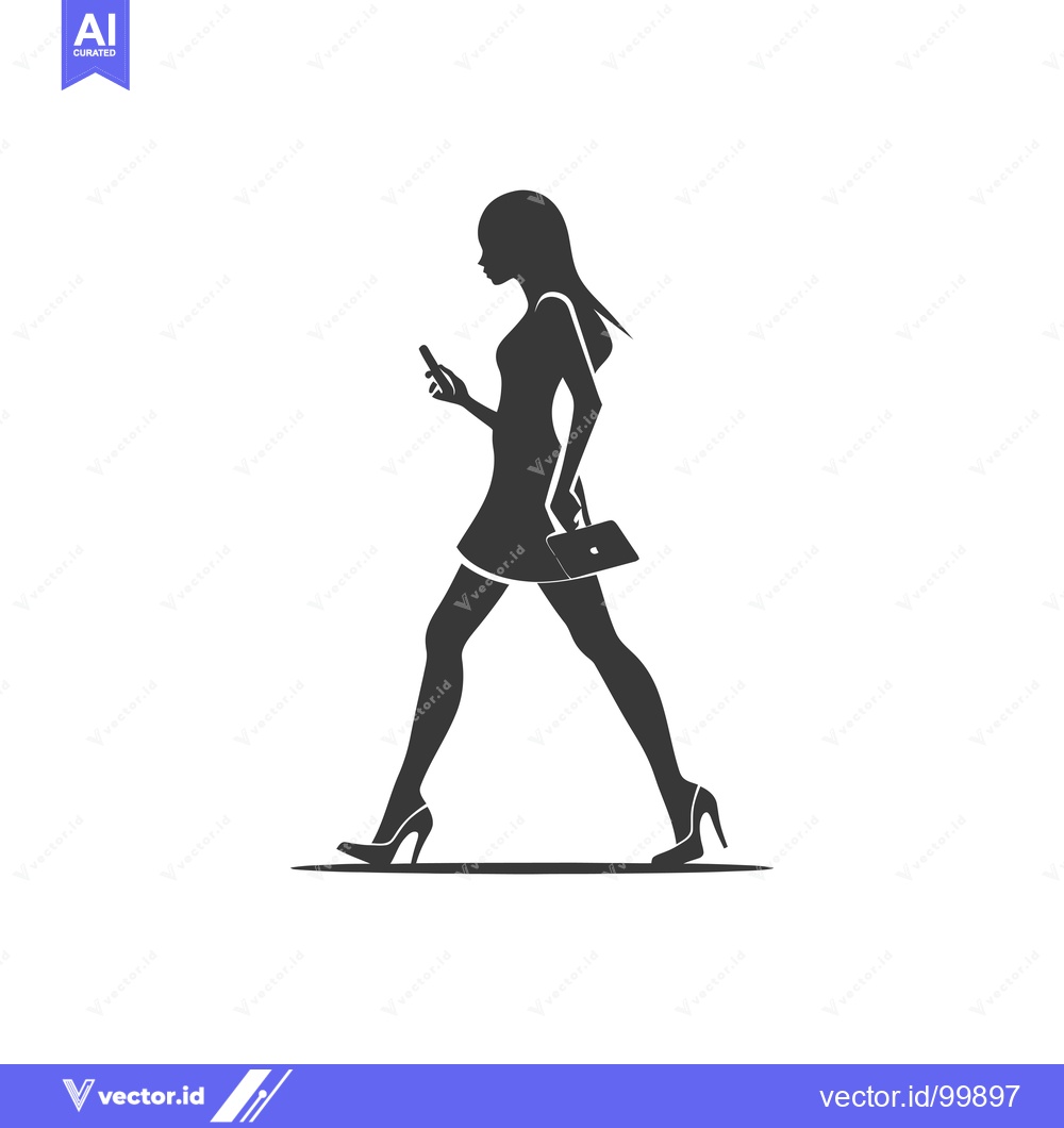 Premium Vector dari Silhouette of a woman walking while using her phone