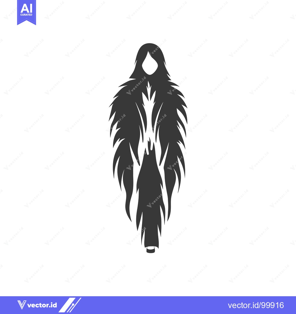 Premium Vector dari Silhouette of a Woman Wearing a Feathery Cloak