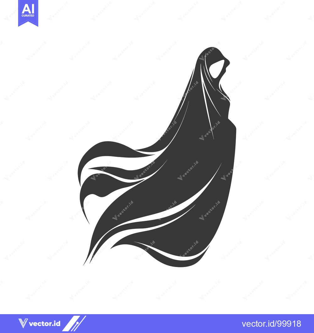 Premium Vector dari Silhouette of a Woman Wearing a Flowing Hijab