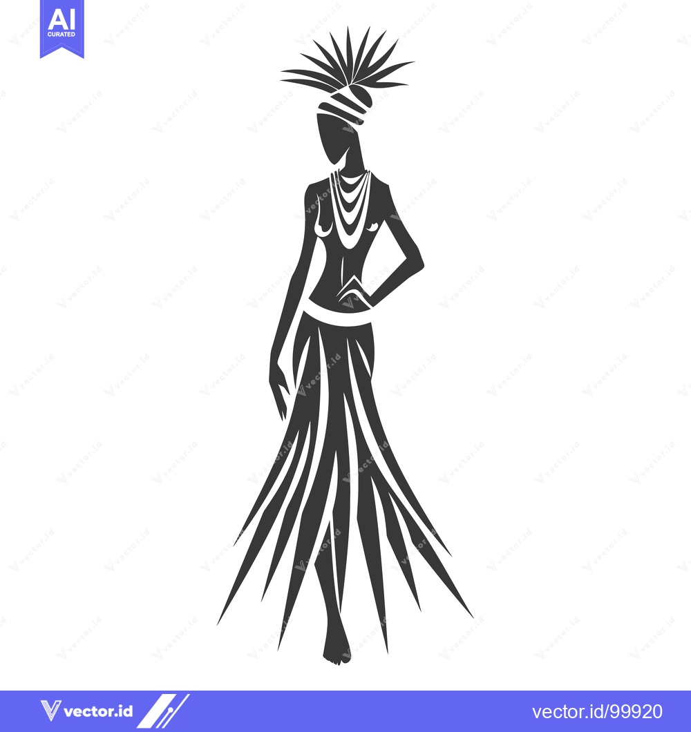 Premium Vector of Silhouette of a Woman Wearing a Headdress and Long Skirt