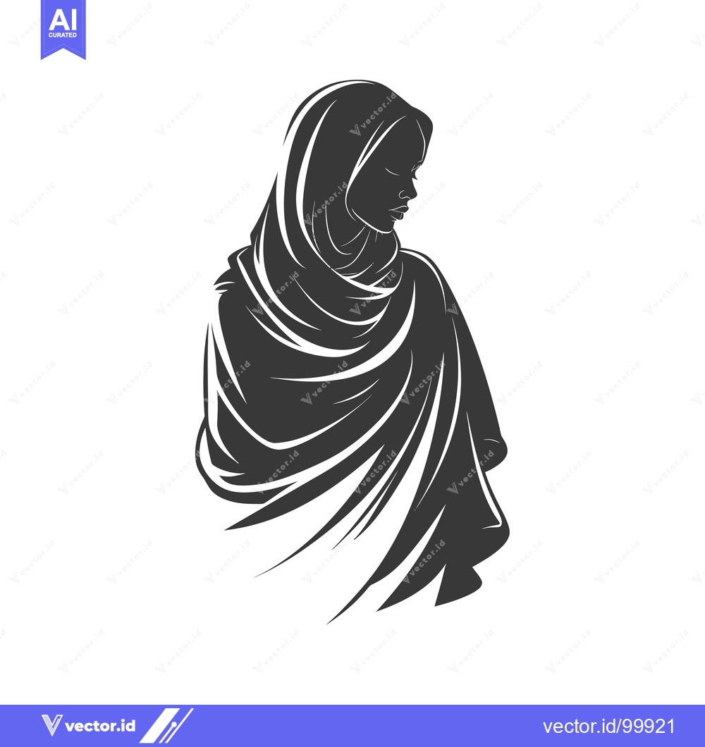 Premium Vector of Silhouette of a Woman Wearing a Headscarf
