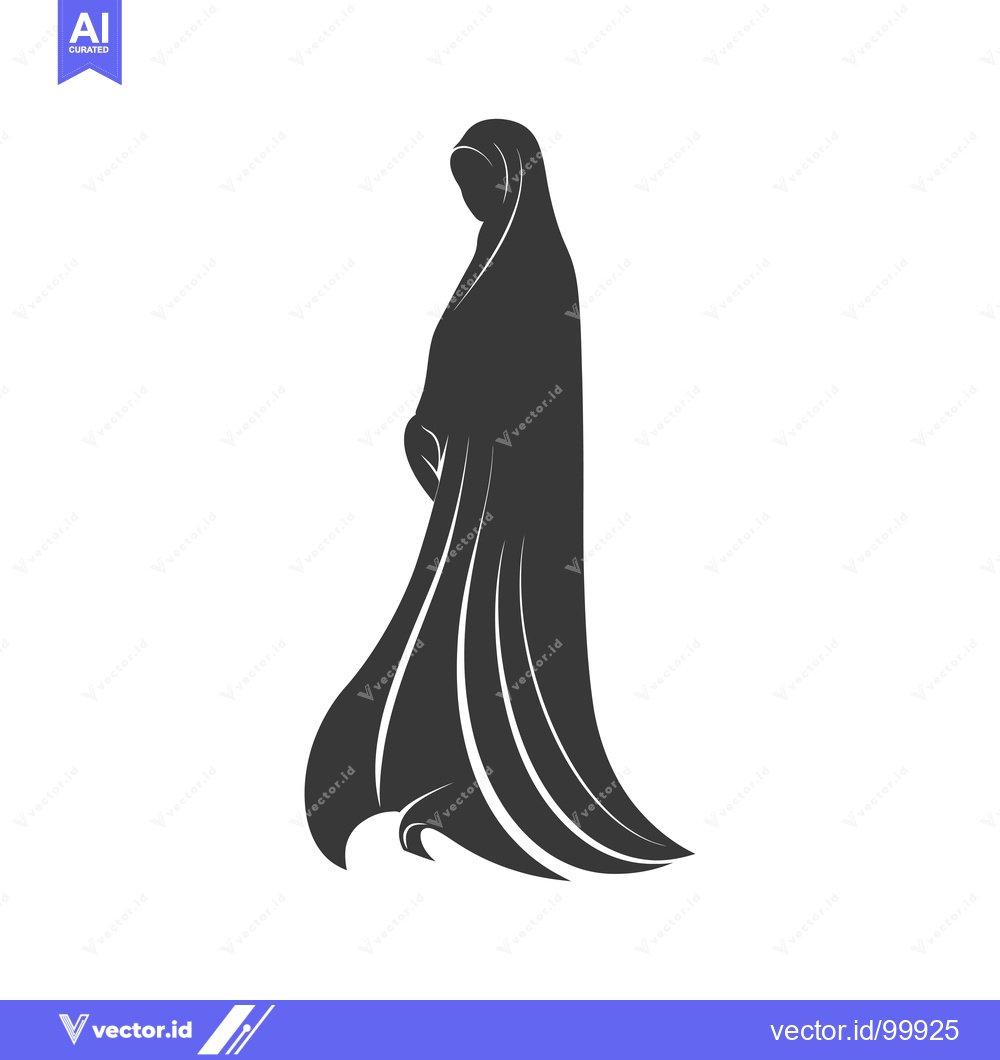 Premium Vector of Silhouette of a Woman Wearing a Hijab