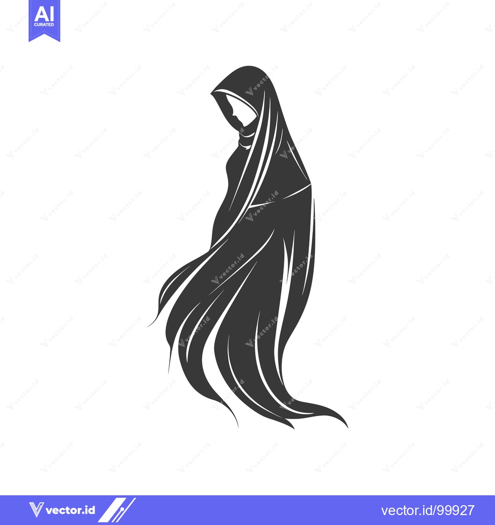 Premium Vector dari Silhouette of a Woman Wearing a Hijab
