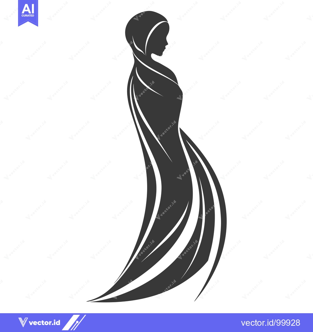Premium Vector of Silhouette of a Woman Wearing a Hijab