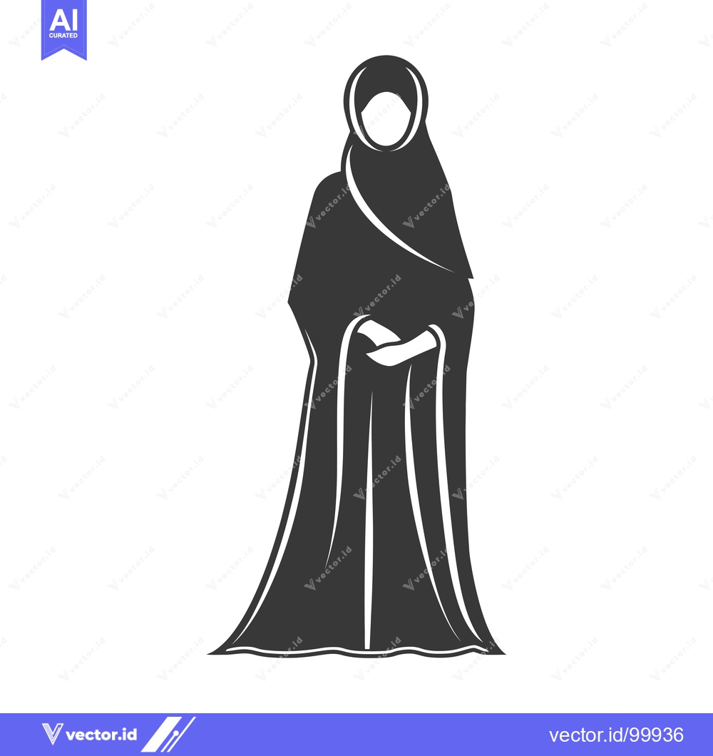 Premium Vector dari Silhouette of a Woman Wearing a Hijab and Abaya