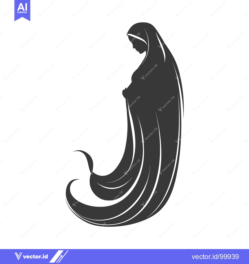Premium Vector dari Silhouette of a Woman Wearing a Hijab with Flowing Hair