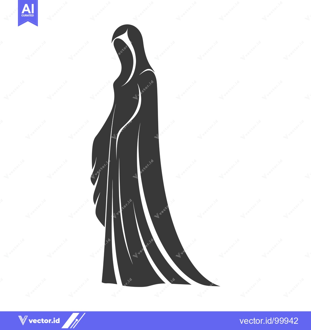 Premium Vector dari Silhouette of a Woman Wearing a Long, Flowing Robe with a Hood