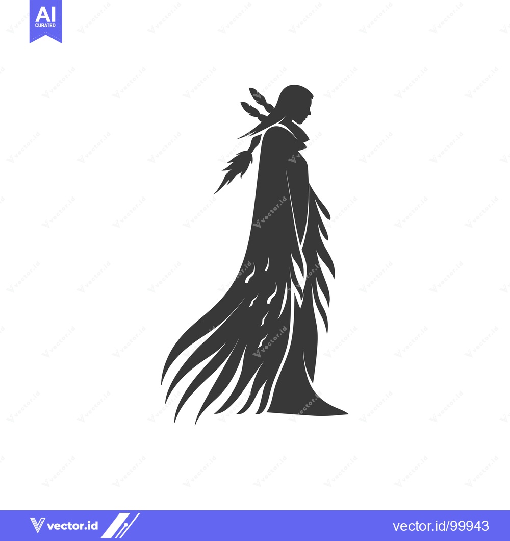 Premium Vector of Silhouette of a Woman Wearing a Long Robe and Headdress