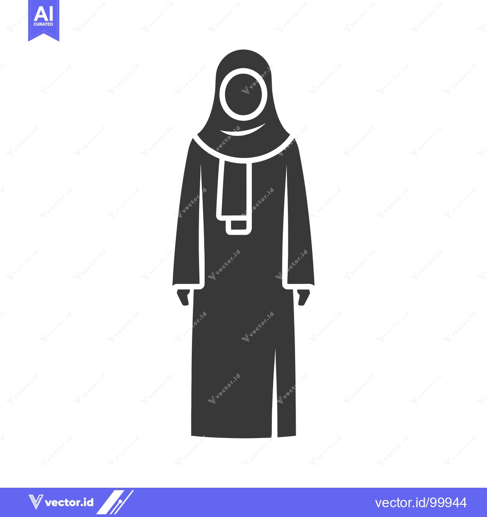 Premium Vector dari Silhouette of a Woman Wearing an Abaya and Hijab