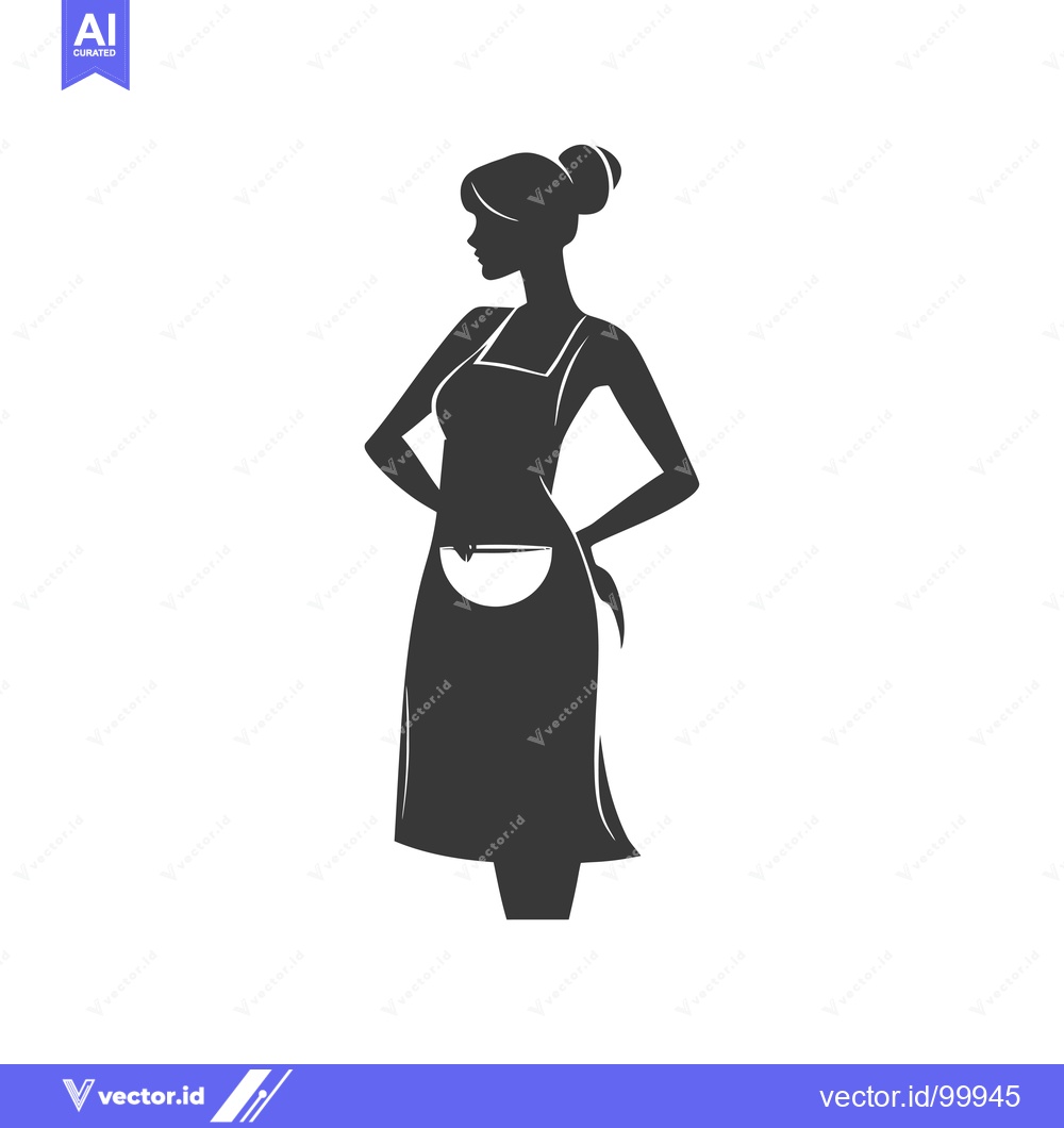 Premium Vector dari Silhouette of a Woman Wearing an Apron