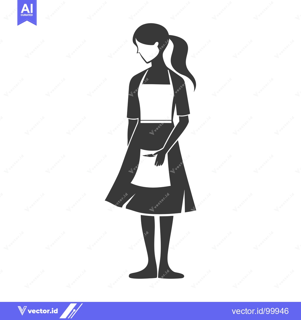 Premium Vector dari Silhouette of a Woman Wearing an Apron