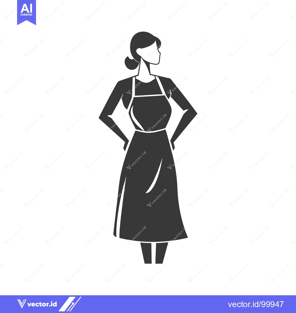 Premium Vector of Silhouette of a Woman Wearing an Apron