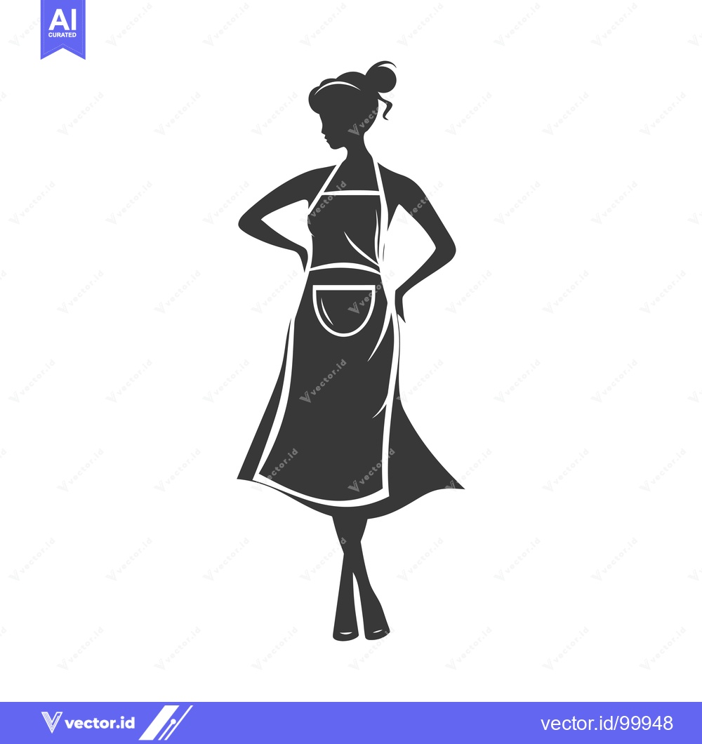 Premium Vector dari Silhouette of a Woman Wearing an Apron