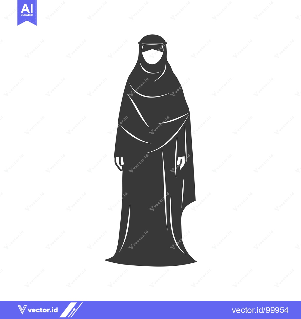 Premium Vector dari Silhouette of a Woman Wearing a Niqab and Abaya