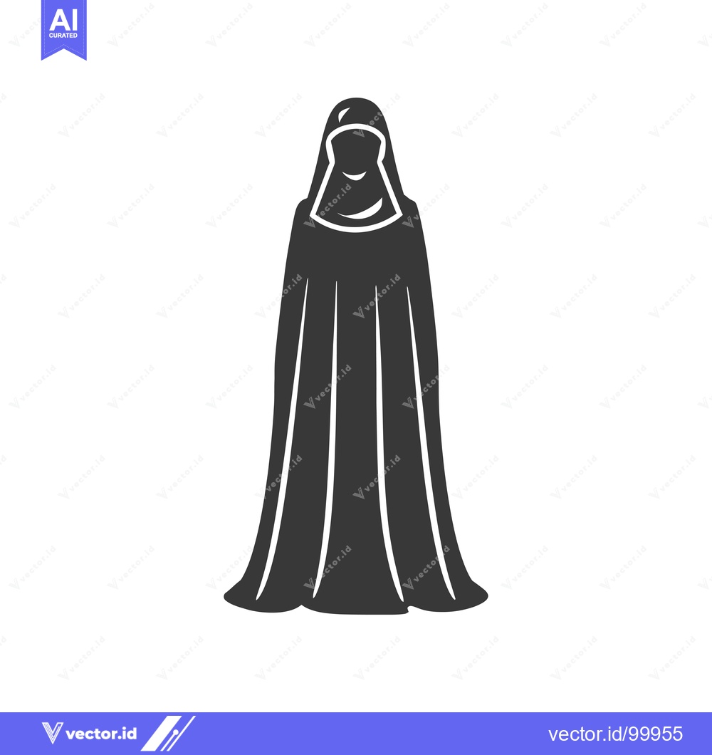 Premium Vector dari Silhouette of a Woman Wearing a Niqab and Abaya
