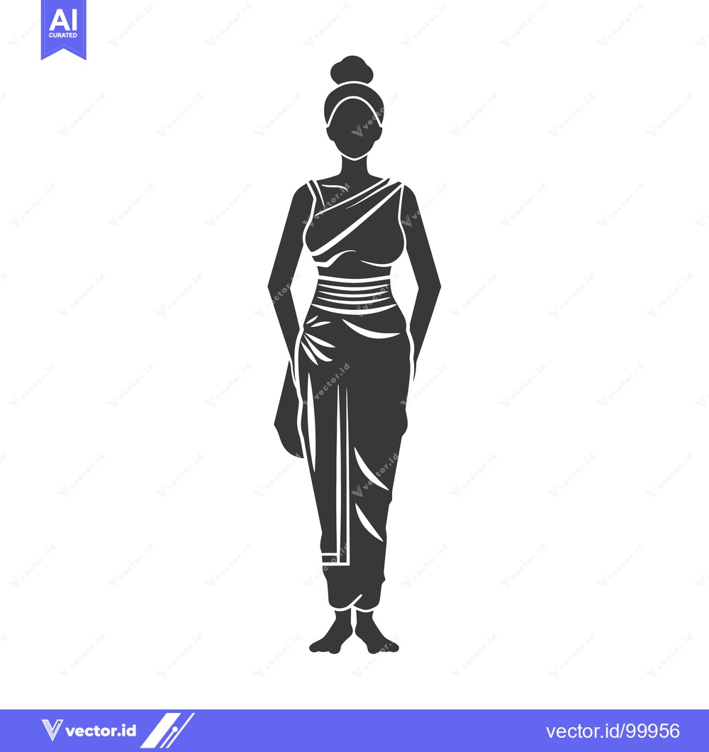 Premium Vector dari Silhouette of a Woman Wearing a Sari