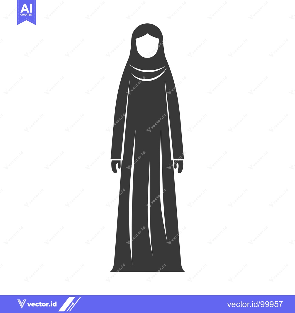 Premium Vector of Silhouette of a woman wearing a traditional abaya and headscarf