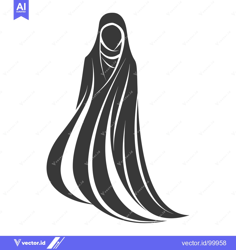 Premium Vector dari Silhouette of a Woman Wearing a Traditional Hijab