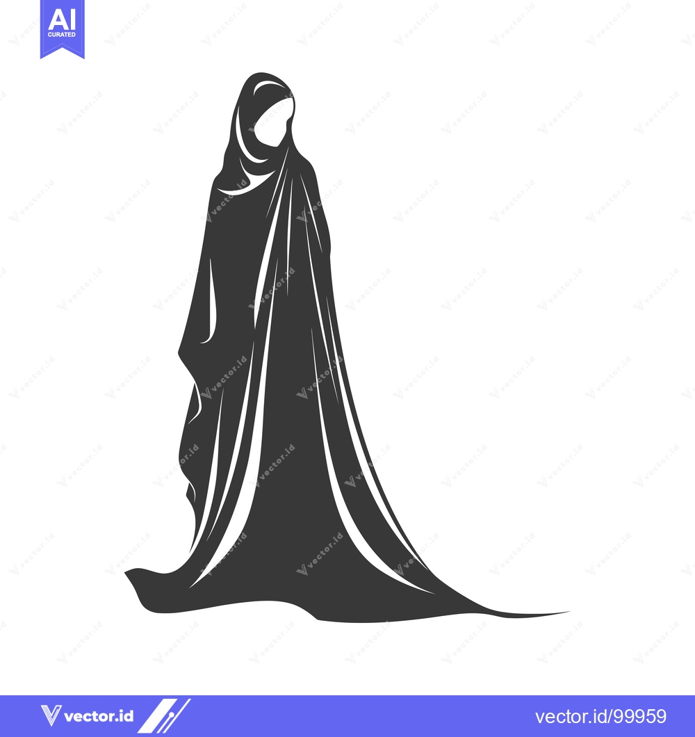 Premium Vector dari Silhouette of a Woman Wearing a Traditional Hijab