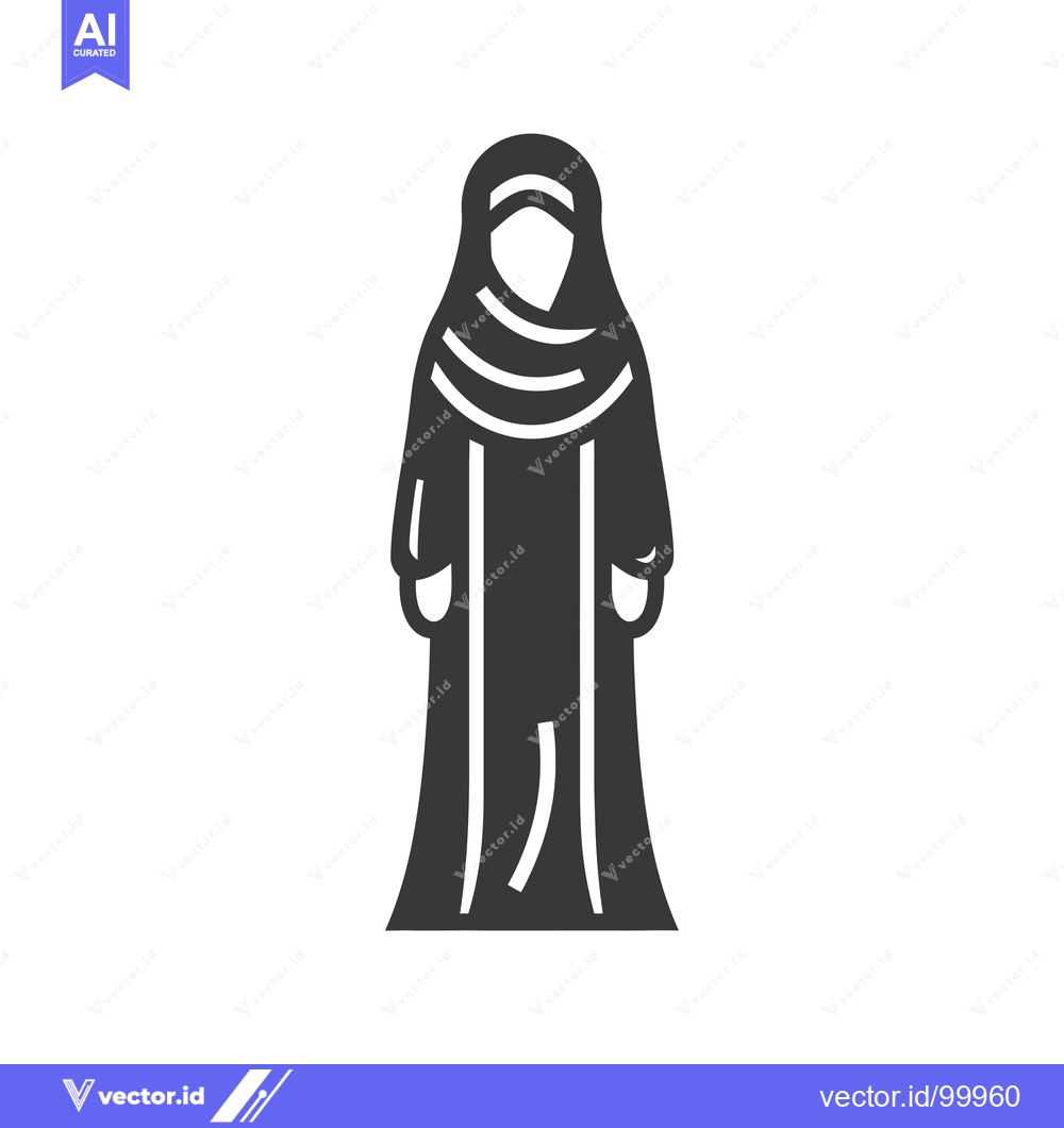 Premium Vector dari Silhouette of a Woman Wearing a Traditional Hijab and Abaya