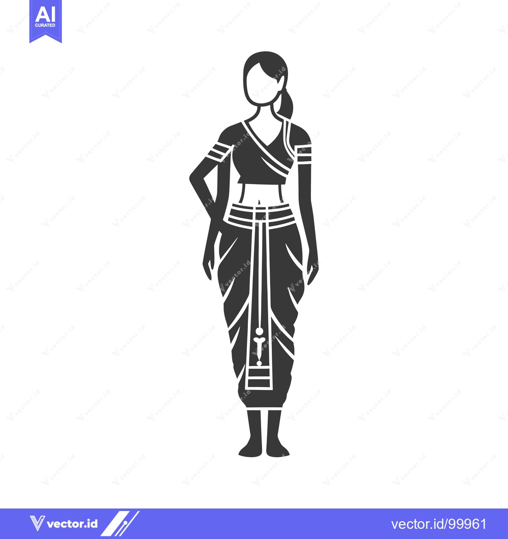Premium Vector dari Silhouette of a Woman Wearing a Traditional Indian Sari