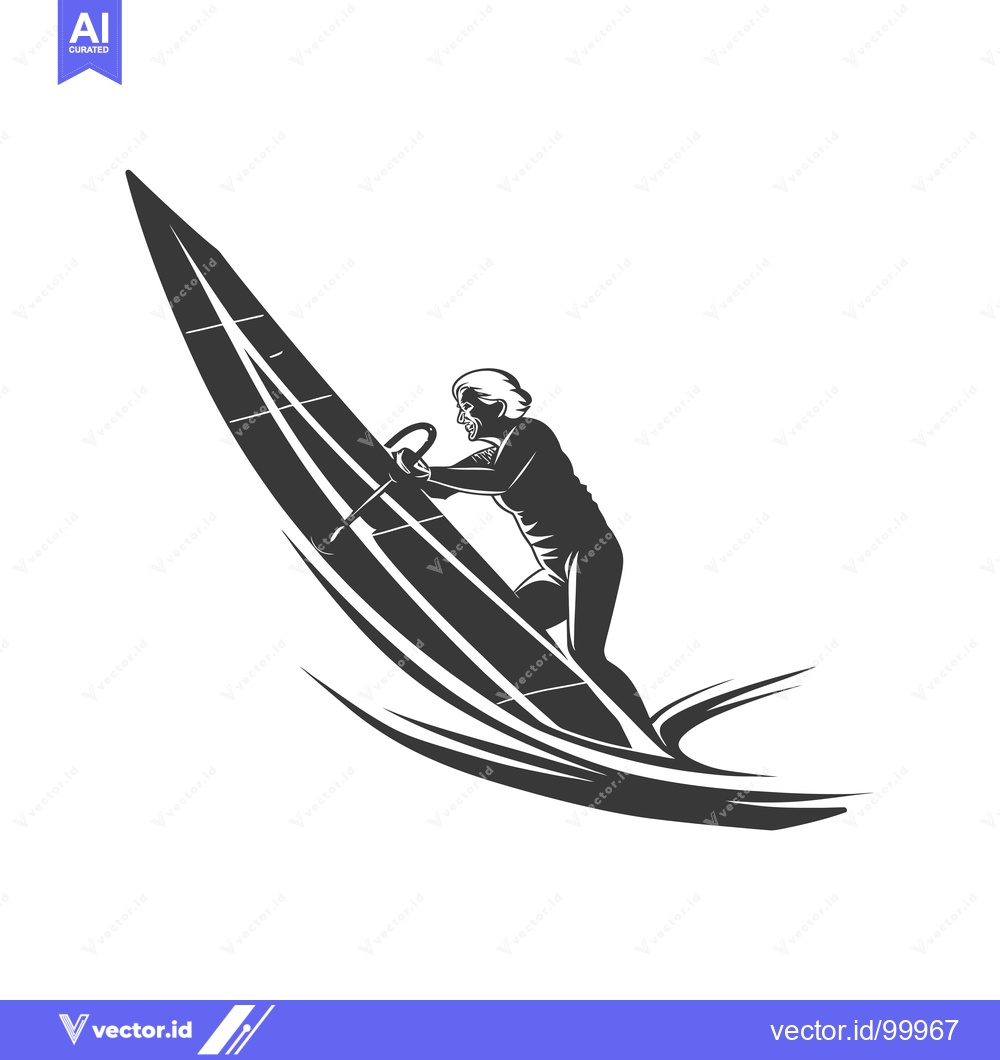 Premium Vector dari Silhouette of a Woman Windsurfing