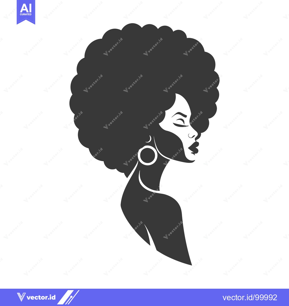 Premium Vector dari Silhouette of a Woman with an Afro and Earrings