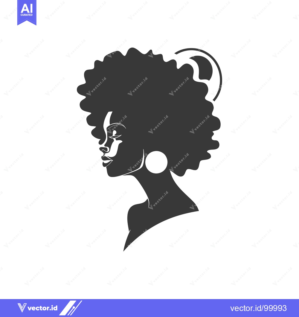 Premium Vector of Silhouette of a Woman with an Afro and Large Earrings