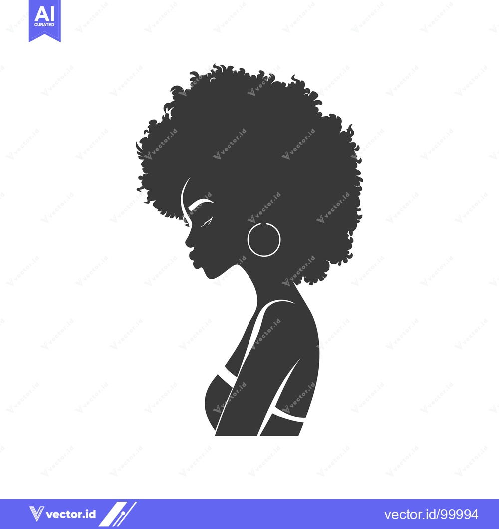 Premium Vector dari Silhouette of a Woman with an Afro Hairstyle and Earrings